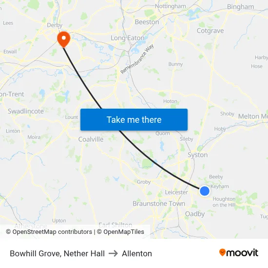 Bowhill Grove, Nether Hall to Allenton map