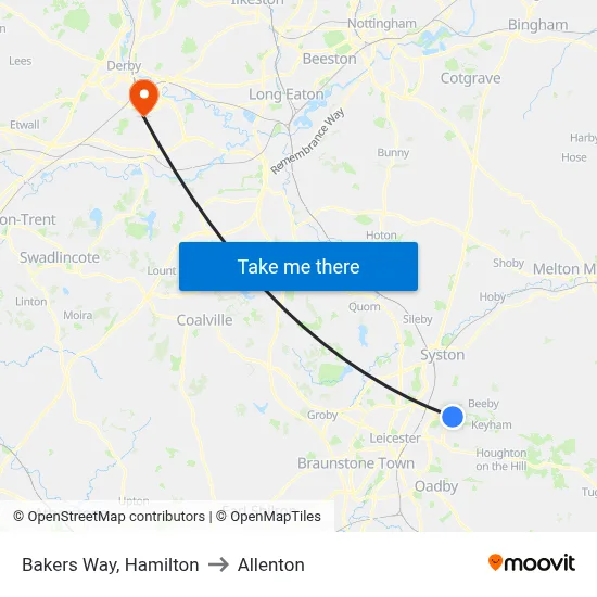 Bakers Way, Hamilton to Allenton map