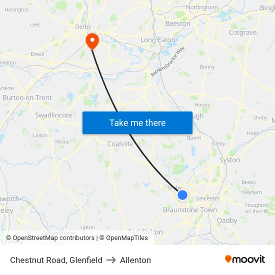 Chestnut Road, Glenfield to Allenton map