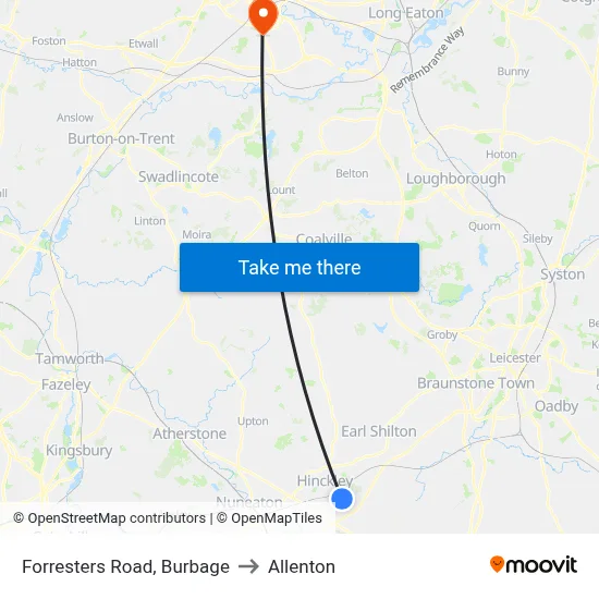 Forresters Road, Burbage to Allenton map