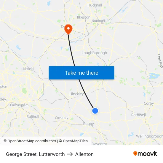 George Street, Lutterworth to Allenton map