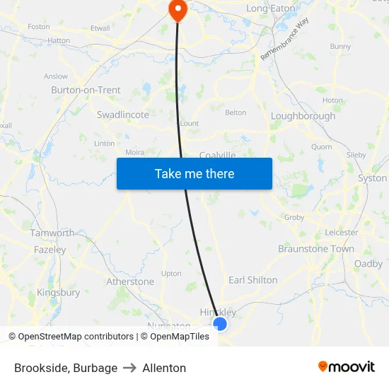 Brookside, Burbage to Allenton map