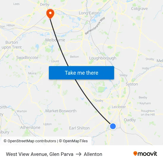West View Avenue, Glen Parva to Allenton map