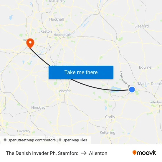 The Danish Invader Ph, Stamford to Allenton map
