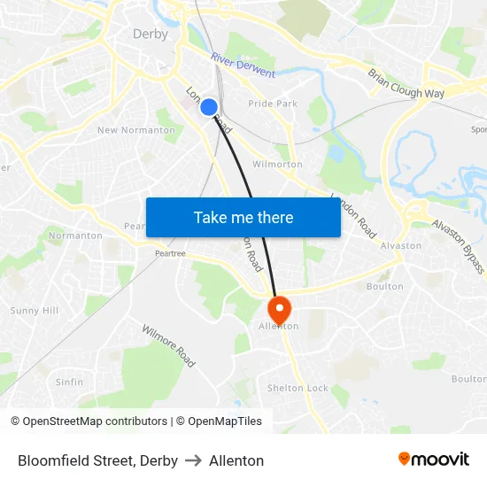 Bloomfield Street, Derby to Allenton map