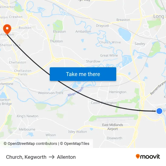Church, Kegworth to Allenton map