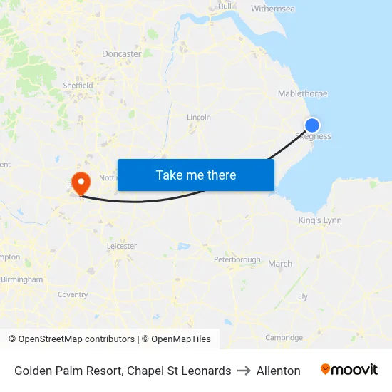 Golden Palm Resort, Chapel St Leonards to Allenton map