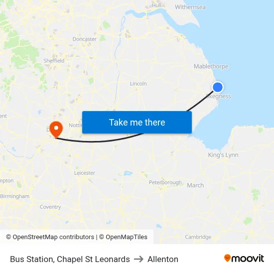 Bus Station, Chapel St Leonards to Allenton map