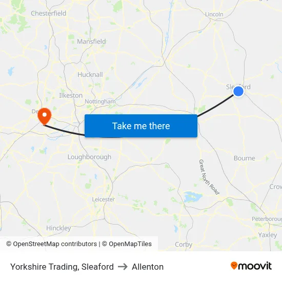 Yorkshire Trading, Sleaford to Allenton map