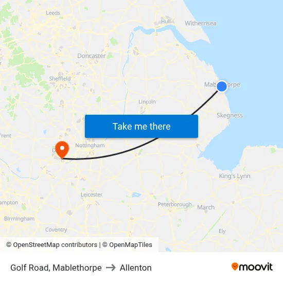 Golf Road, Mablethorpe to Allenton map