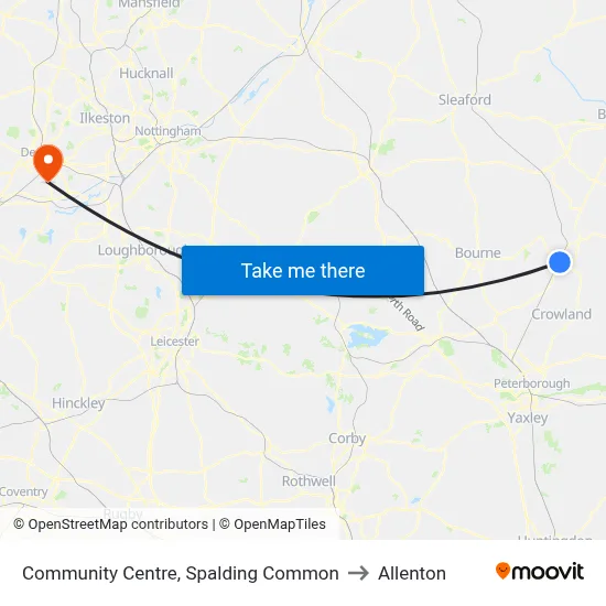Community Centre, Spalding Common to Allenton map