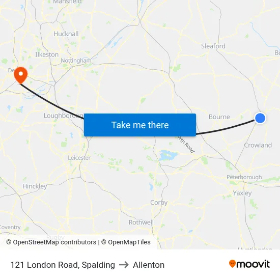 121 London Road, Spalding to Allenton map