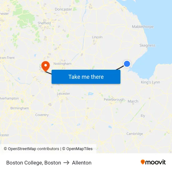 Boston College, Boston to Allenton map