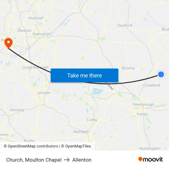 Church, Moulton Chapel to Allenton map