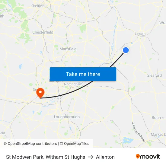 St Modwen Park, Witham St Hughs to Allenton map