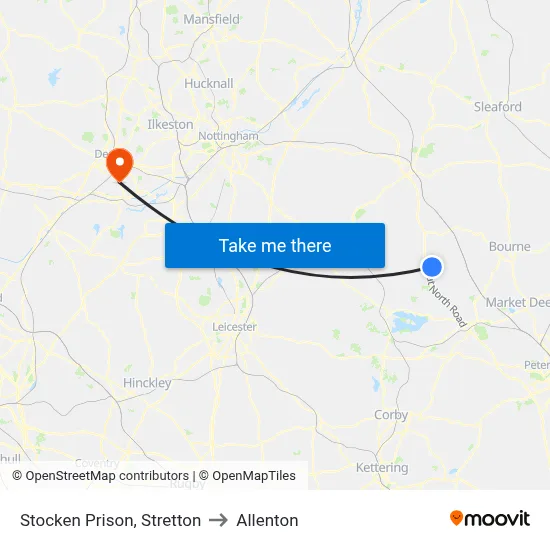 Stocken Prison, Stretton to Allenton map
