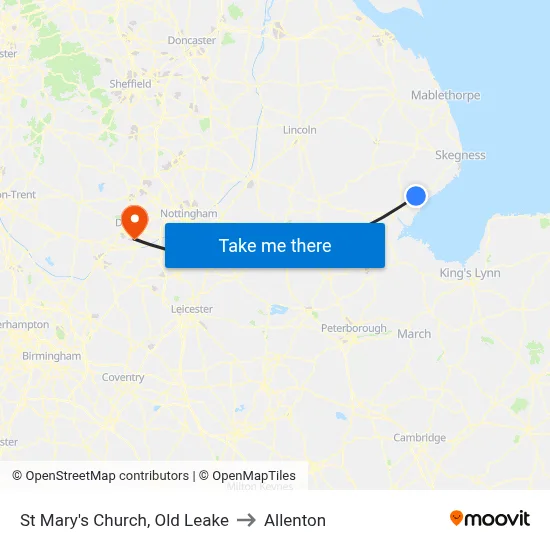 St Mary's Church, Old Leake to Allenton map