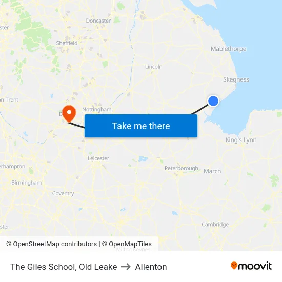 The Giles School, Old Leake to Allenton map