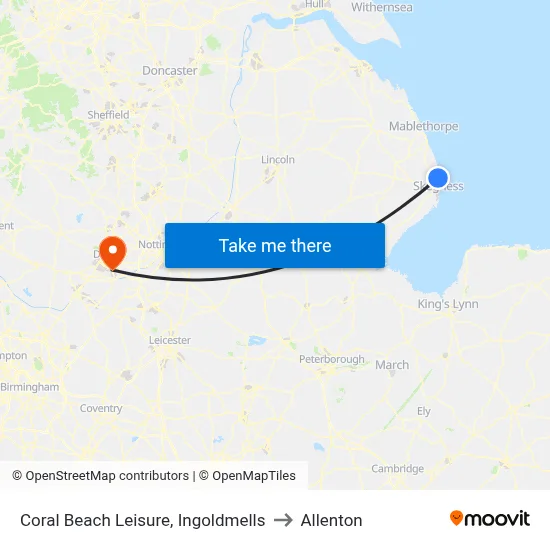 Coral Beach Leisure, Ingoldmells to Allenton map