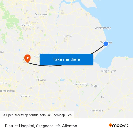 District Hospital, Skegness to Allenton map
