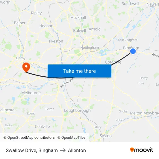 Swallow Drive, Bingham to Allenton map