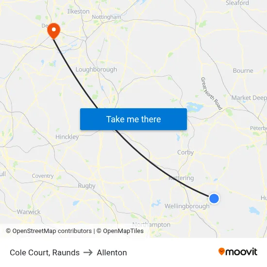 Cole Court, Raunds to Allenton map