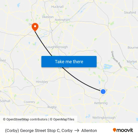 (Corby) George Street Stop C, Corby to Allenton map