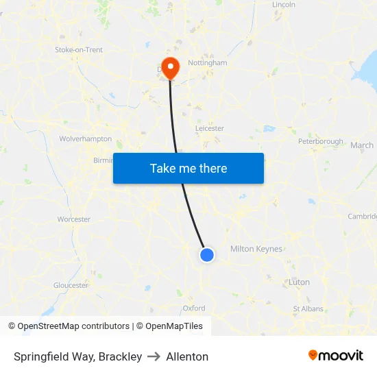 Springfield Way, Brackley to Allenton map