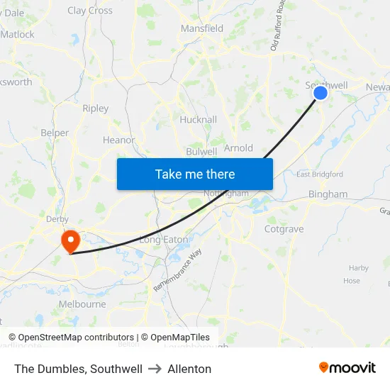 The Dumbles, Southwell to Allenton map
