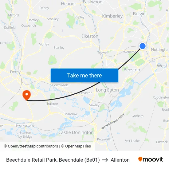 Beechdale Retail Park, Beechdale (Be01) to Allenton map