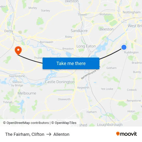 The Fairham, Clifton to Allenton map