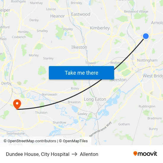 Dundee House, City Hospital to Allenton map