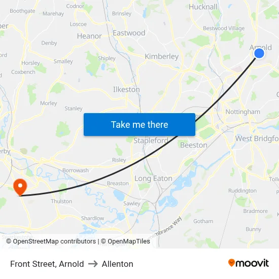 Front Street, Arnold to Allenton map