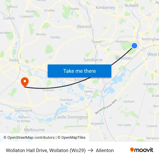 Wollaton Hall Drive, Wollaton (Wo29) to Allenton map