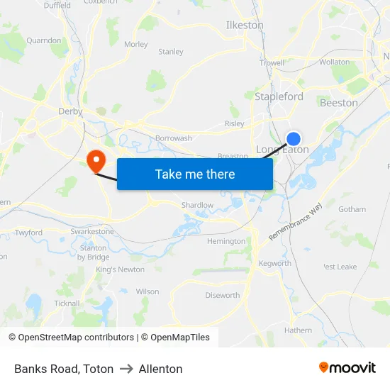 Banks Road, Toton to Allenton map