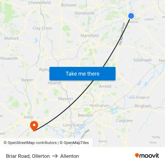 Briar Road, Ollerton to Allenton map