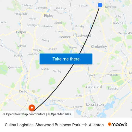 Culina Logistics, Sherwood Business Park to Allenton map