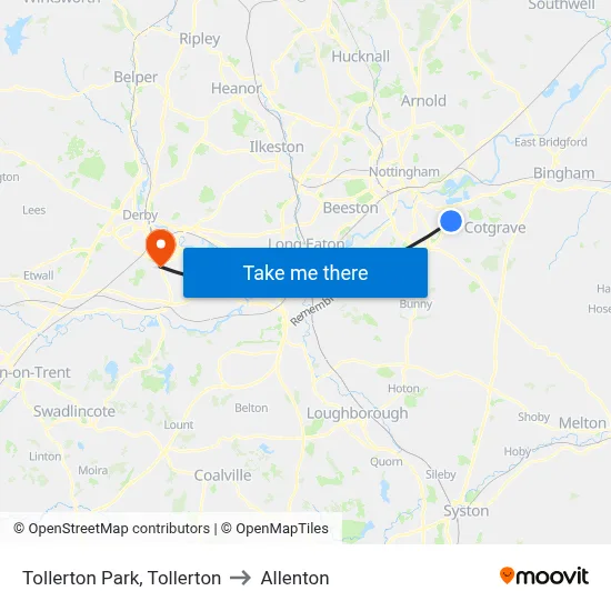 Tollerton Park, Tollerton to Allenton map
