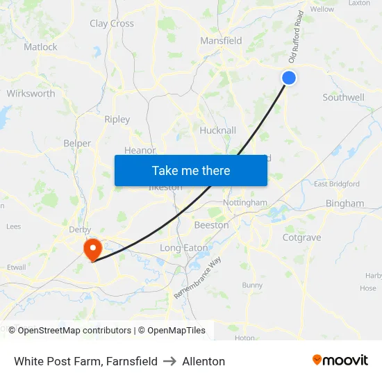 White Post Farm, Farnsfield to Allenton map