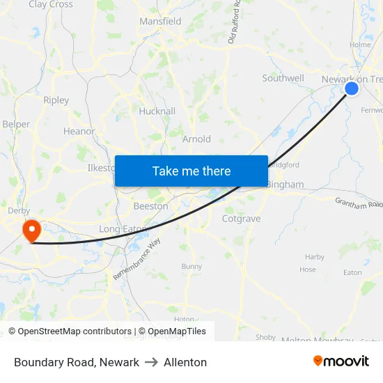 Boundary Road, Newark to Allenton map