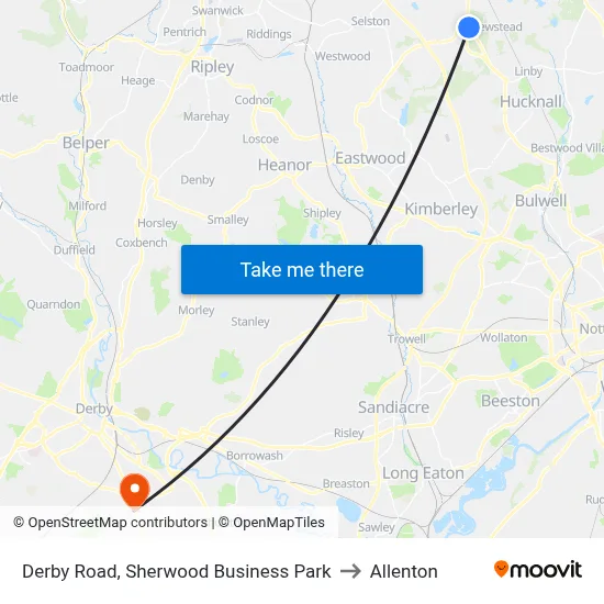 Derby Road, Sherwood Business Park to Allenton map