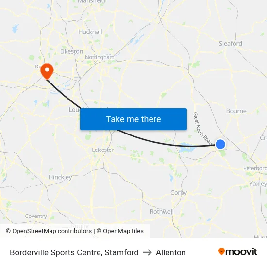 Borderville Sports Centre, Stamford to Allenton map