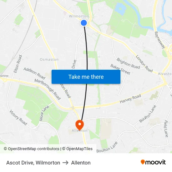 Ascot Drive, Wilmorton to Allenton map