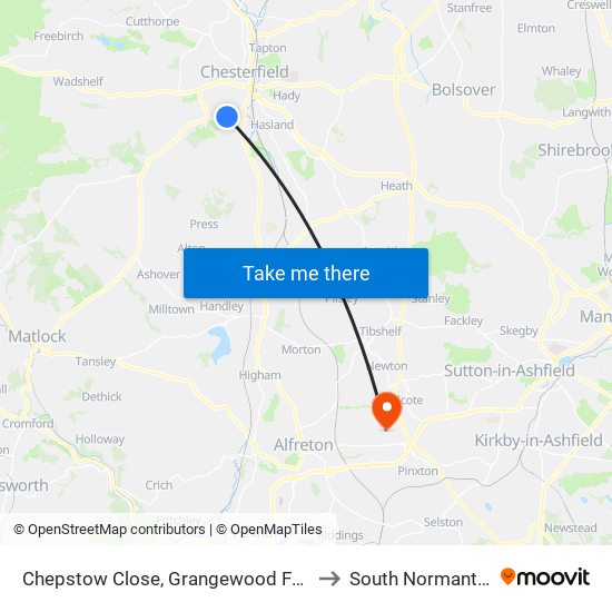 Chepstow Close, Grangewood Farm to South Normanton map