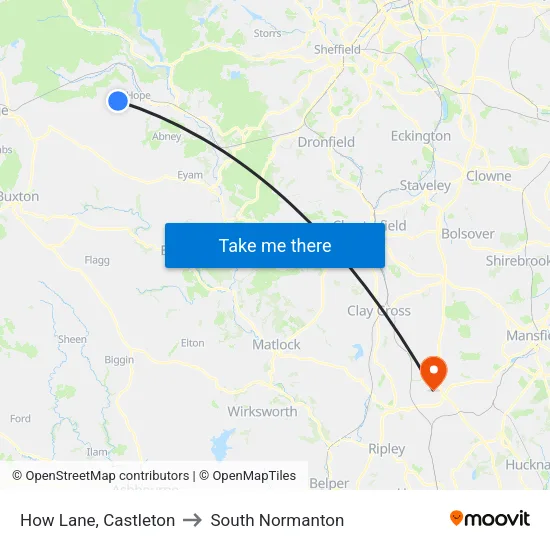 How Lane, Castleton to South Normanton map
