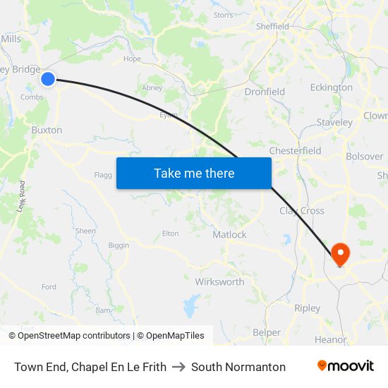 Town End, Chapel En Le Frith to South Normanton map