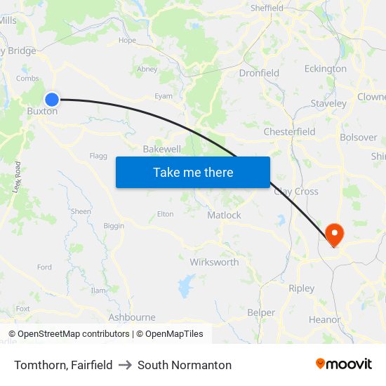 Tomthorn, Fairfield to South Normanton map