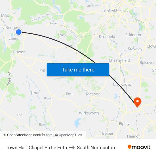 Town Hall, Chapel En Le Frith to South Normanton map