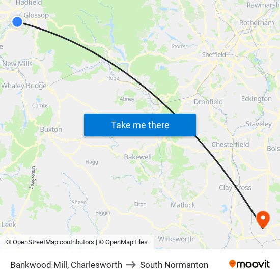 Bankwood Mill, Charlesworth to South Normanton map