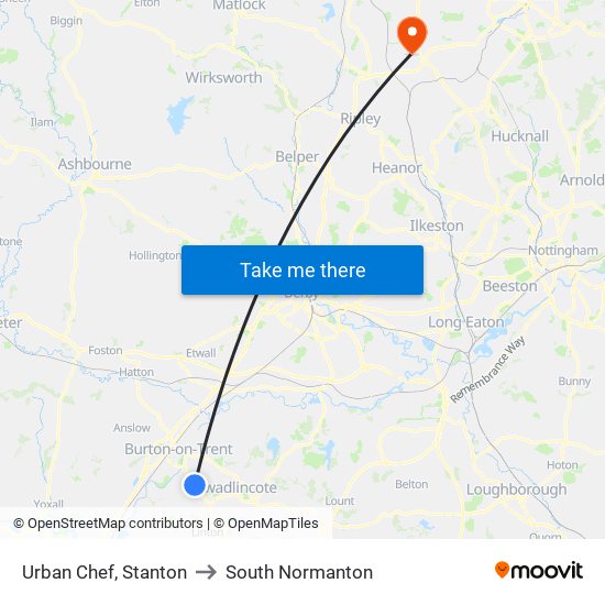 Urban Chef, Stanton to South Normanton map